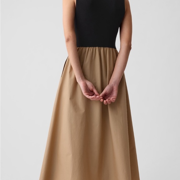 New Gap Color Block Mixed Media Midi Dress - Picture 2 of 2